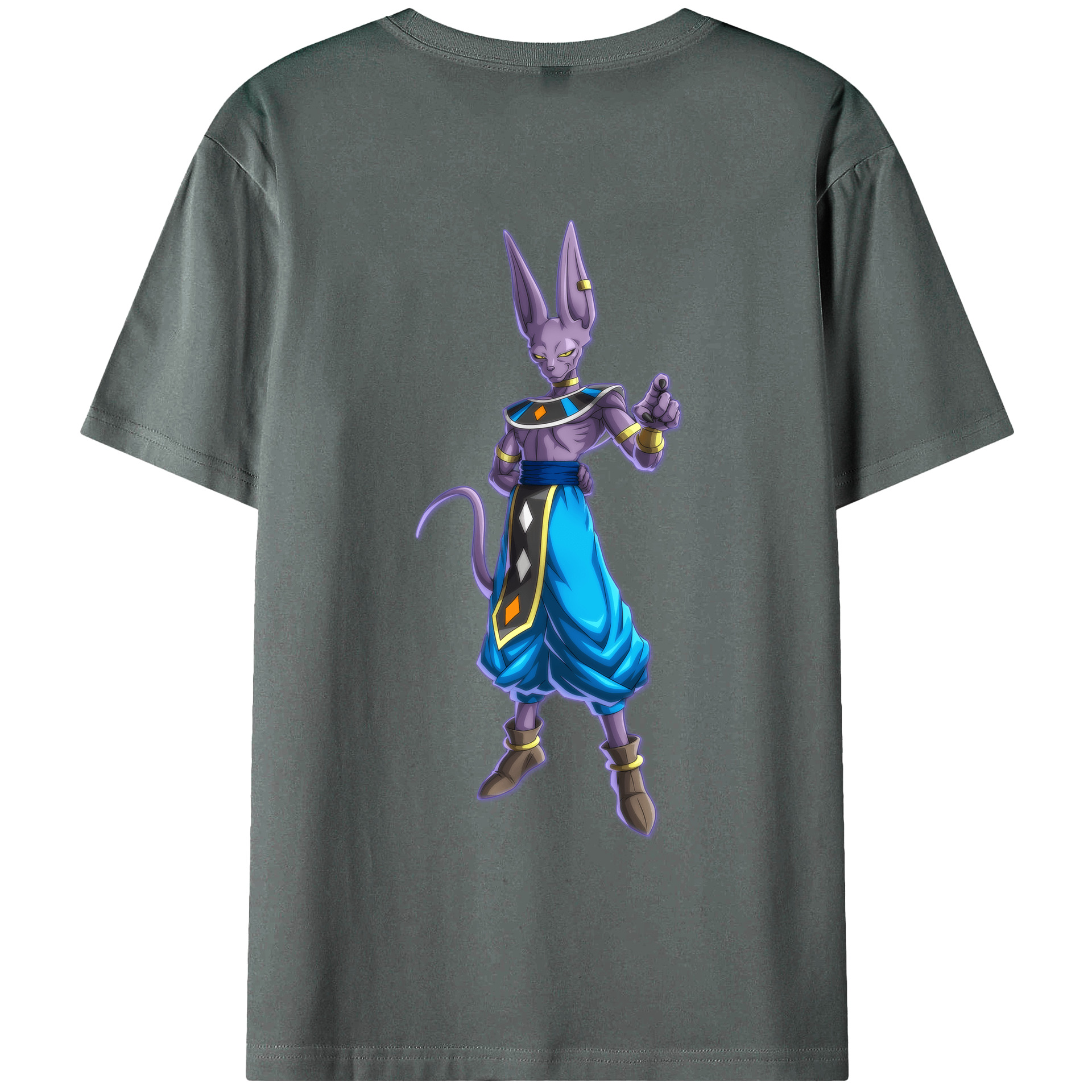 （画像用） ドラゴンボール ビルス 破壊神ビルス DRAGON BALL Beerus Birusu 綿100％ メンズ半袖Tシャツ（バックプリント） 通気性